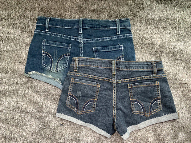 Summer Korean Sexy Low Waist Women Denim Shorts American Lady Y2K Elastic Slim Fit Hot Pants Female Embroidery Wrapping Jeans