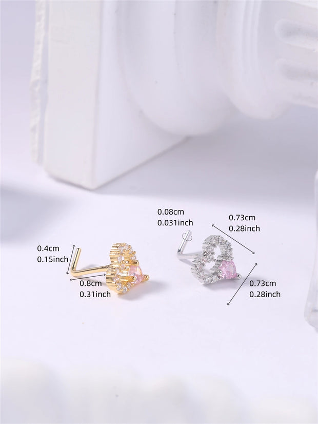 1Pcs Nose Rings Studs L Shaped Nose Rings for Women Heart Nose Nostrial Piercing Jewelry Valentine's Day Gifts
