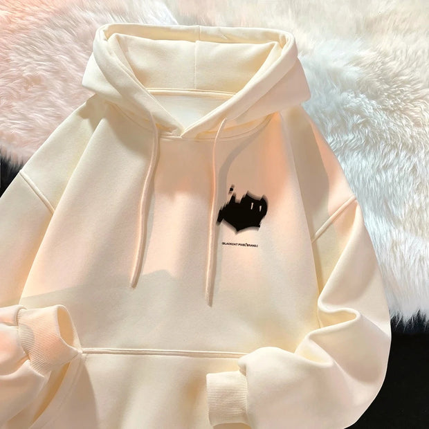 Hoodie Women's Trendy Brand Versatile Hong Kong Style High Street American Printed Top Autumn and Winter Coat