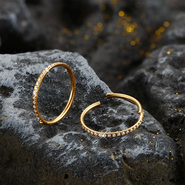 1PC G23 F136 Titanium Women's Round Earrings Nose Ring Hinge Clicker Open Diaphragm Nose Ring Fashion Lady Piercing Jewelry 16G