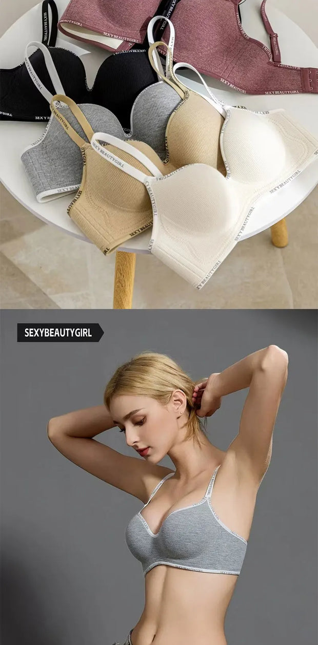 FINETOO Women Underwear Small Chest Sexy Push Up Lingerie Seamless Bra for Women Comfortable Everyday Bra Thick Bralette 32-38AB