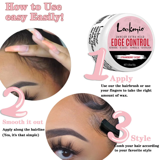 Women and Kid 30g Edge Control Gel Long Lasting Hold Control Wax Natural Finishing Anti-frizz Hair Wax Smoothing Styling Pomade