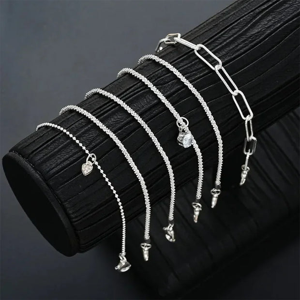 6Pcs 925 Sterling Silver Rhinestone Bracelets for Women Girls Luxury Korean Sparkling Starry Sky Charm Bracelets Party Jewelry
