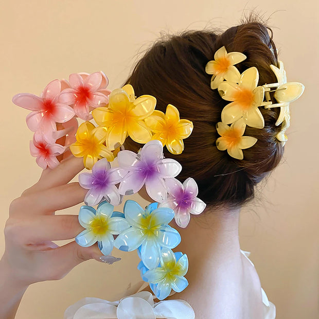 11CM Candy Color 3 Flower Sweet Large Gradient Shark Clip Hairpin Headwear Headdress Hair Accessories For Women Girls Hair Clip