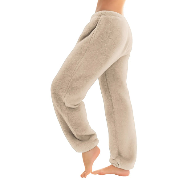 Women Comfortable Plush Sleep Bottoms Trendy Casual Solid Color Pajama Pants Female Leisure Family Daily Soft Cozy Trousers