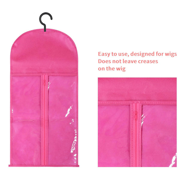 5 Groups Wig Storage Bags with Transparent Dust-Proof Covers and Durable Hangers(5Dust Covers + 5 Hangers)