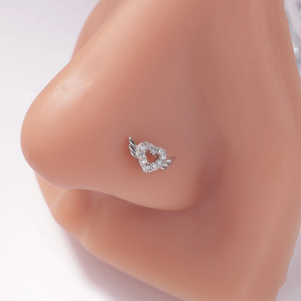 1Pcs Nose Rings Studs L Shaped Nose Rings for Women Heart Nose Nostrial Piercing Jewelry Valentine's Day Gifts