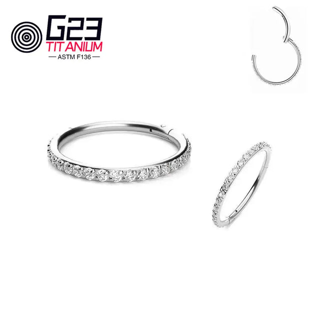 1PC G23 F136 Titanium Women's Round Earrings Nose Ring Hinge Clicker Open Diaphragm Nose Ring Fashion Lady Piercing Jewelry 16G