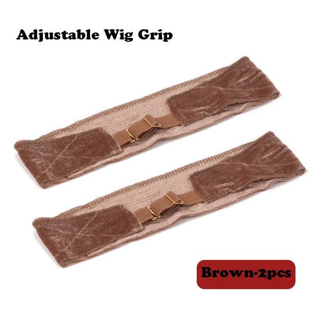 Nunify Wig Band Adjsutable Wtih Hooks Black Velvet Non Slip Wig Grip Headband For Wigs Hold Comfortable Edge Laying Scarf 2pcs