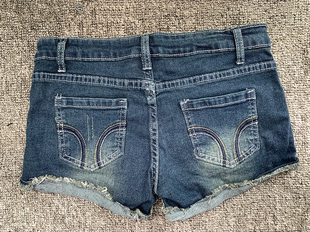 Summer Korean Sexy Low Waist Women Denim Shorts American Lady Y2K Elastic Slim Fit Hot Pants Female Embroidery Wrapping Jeans