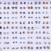 36Pairs/Lot Fashion Colorful Rhinestone Stud Earring Women Girls Animal Fruit Piercing Jewelry Wedding Party Gifts Mixed Style