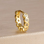 1PC 18K Gold Plated Stainless Steel Round Circle Earrings for Women Teens Cubic Zircon Star Leaf Hoop Earrings Piercing Jewelry