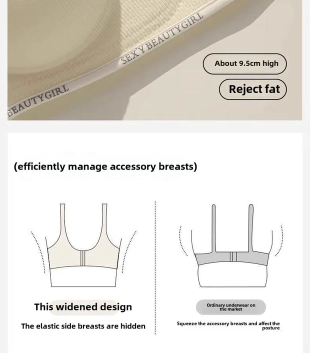 6cm Thickened Push-Up Bra for Small Chest Wireless No Steel Ring Anti-Slip Pads Seamless Invisible Adjustable Straps