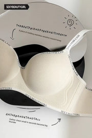 Trendy 2Pcs/Set Women's Seamless Solid Color Bras Sexy Letter Straps Wireless Push Up Underwear New Ladies Deep V Neck Brassiere