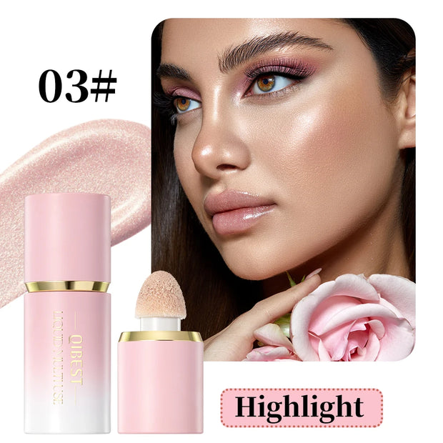 QIBEST Matte Face Liquid Blusher Smooth Cheek Eye Blush Highlighter Multi-Use Stick Rouge Lasting Liquid Contour Bronzer Makeup