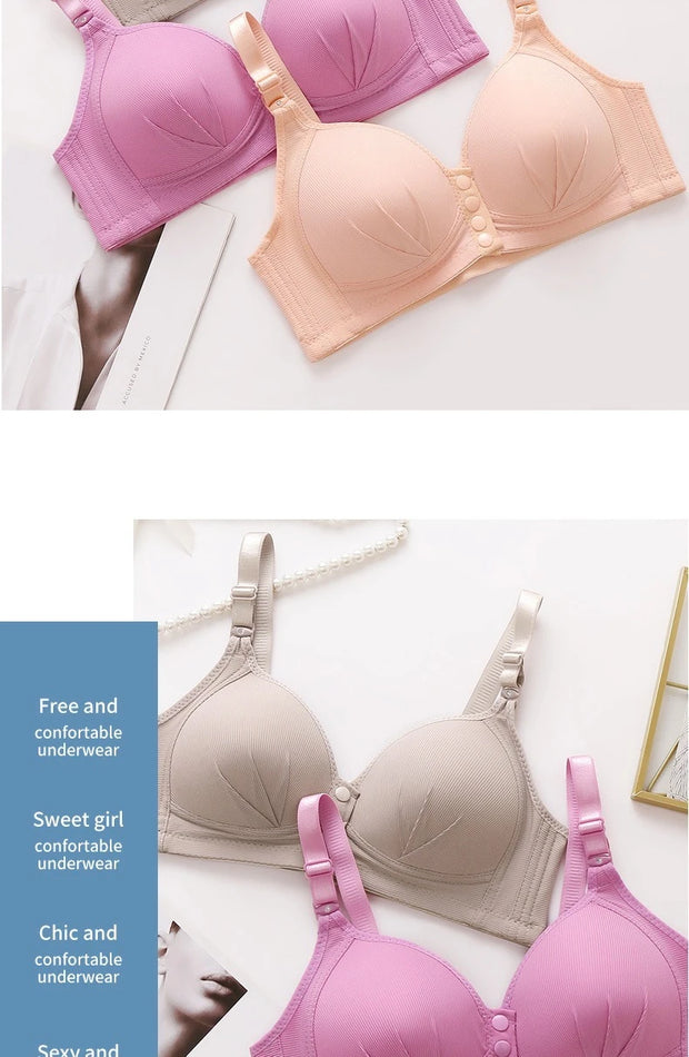 New Large Size Front Buckle Sexy Push up WOMEN'S Bra Adjustable Thin Cup Breathable Comfortable Middle-aged Mom Ladies Underwear