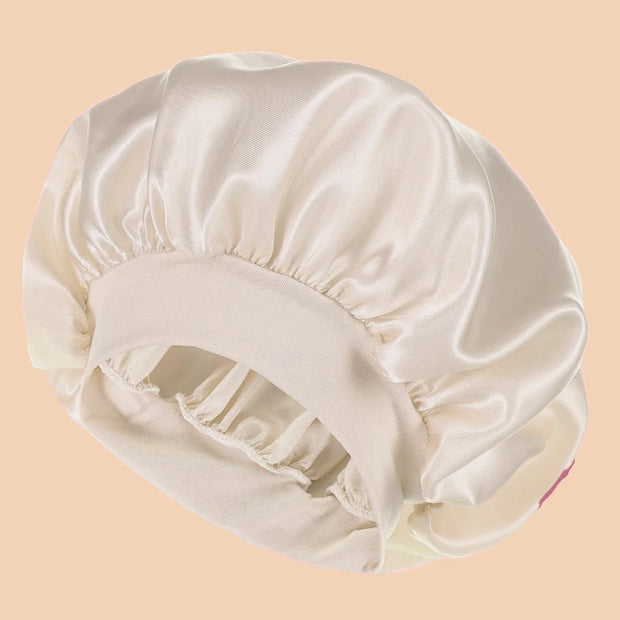 1pc Women's Solid Color Satin Wide-Brimmed Shower Cap, Suitable For Daily Use Silk Bonnet Satin Bonnet