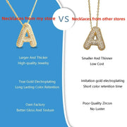 MHS.SUN Gold Plated Balloon 26 Letter Necklaces Copper Zircon Bubble Initial Pendant Chunky Women Personality Chain Jewelry