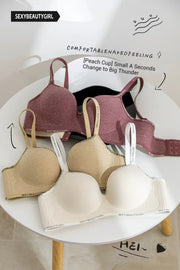 Trendy 2Pcs/Set Women's Seamless Solid Color Bras Sexy Letter Straps Wireless Push Up Underwear New Ladies Deep V Neck Brassiere