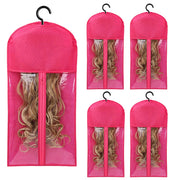 5 Groups Wig Storage Bags with Transparent Dust-Proof Covers and Durable Hangers(5Dust Covers + 5 Hangers)