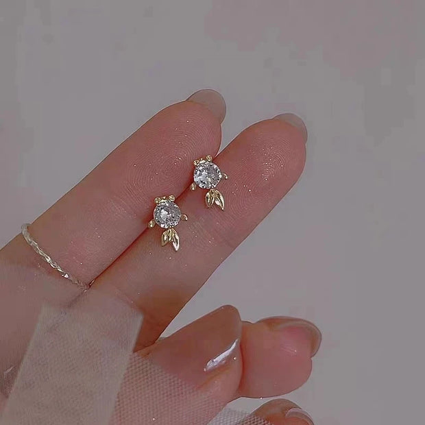 Fashion Romantic Crystal Butterfly Heart Stud Earring for Women Sweet Hypoallergenic Wedding Party  Jewelry Gifts