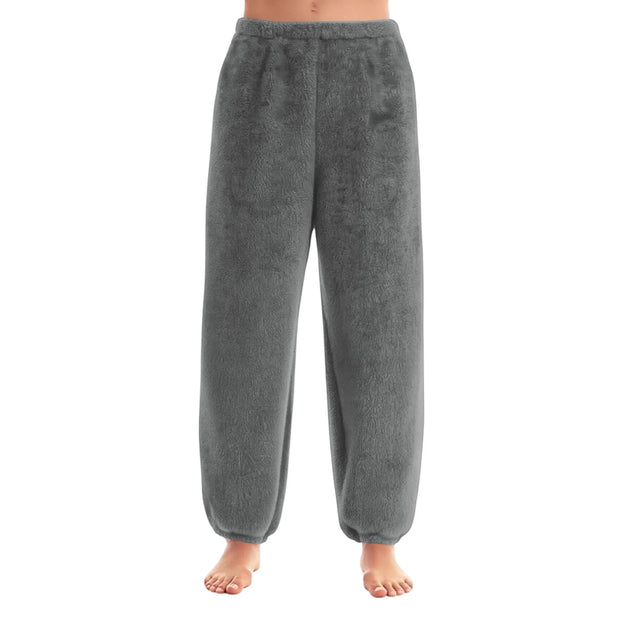 Women Comfortable Plush Sleep Bottoms Trendy Casual Solid Color Pajama Pants Female Leisure Family Daily Soft Cozy Trousers