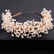 Luxury Pearl Crystal Bridal Crown Headpieces Handmade Party Wedding Hair Accessories Vintage Rhinestone Women Headband Tiaras