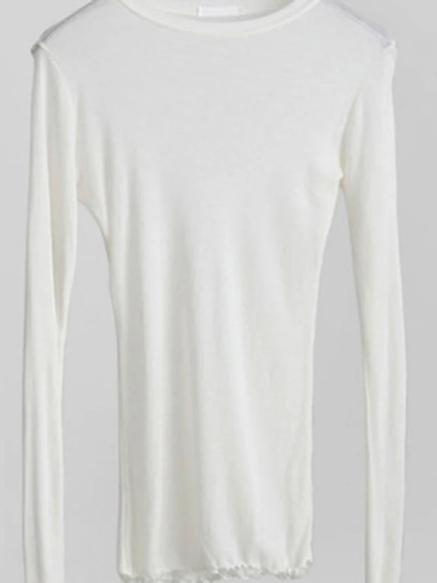 High Quality Plain T Shirt Women Cotton Elastic Basic T-shirts Female Casual Tops Long Sleeve Sexy Thin T-shirt see through