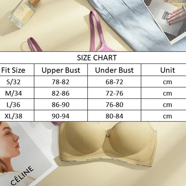 FINETOO Women Underwear Small Chest Sexy Push Up Lingerie Seamless Bra for Women Comfortable Everyday Bra Thick Bralette 32-38AB