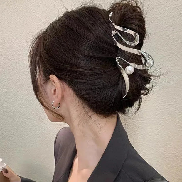 Fashion Elegant Gold Color S-shaped Metal Hairpins Hair Claw For Women Girls Korean Hair Clips Ponytail Clip Hair Accessories