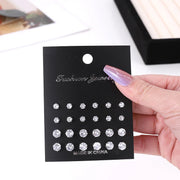 12 Pair/Lot White Shiny Wedding Stud Earrings Set for Women Men Crystal Jewelry Accessories Oorbellen Jewelry Earrings