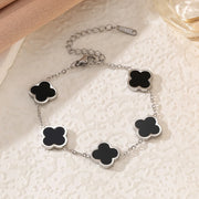 Fashionable New Style Four-Leaf Clover Stainless Steel 18K Gold-Plated Bracelet with Mother-of-Pearl, Non-Fading Jewelry