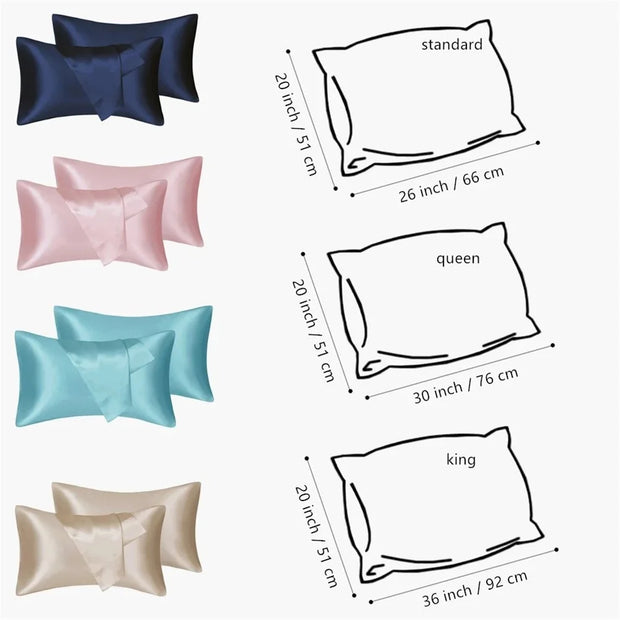 Mulberry Silk Pillowcase for Hair & Skin Care Anti-Frizz Satin Pillow Case Queen/King Super Soft Hypoallergenic Bedding Cover
