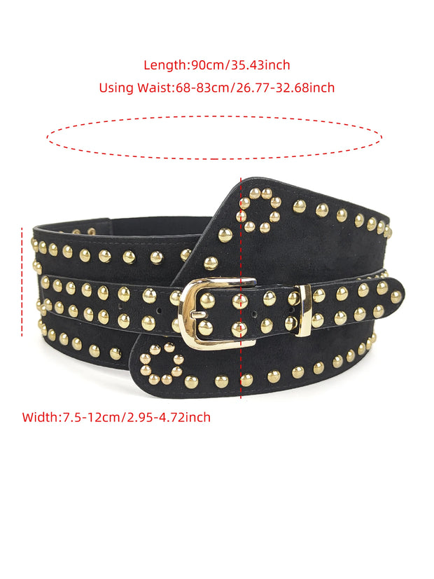 New 2023 European and American style women's wide waistband fashionable retro elastic elastic waistband dress with waistband dec