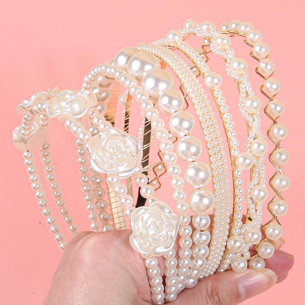 7pcs Fashion Pearl Headbands for Girls Women Pearl Hairbands Headband Children Kids Girls Women Pearl Hair Accessories