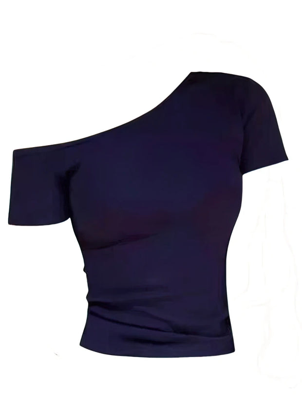 100% Ribbed Cotton Summer Off shoulder Top Women Slim fit Body Summer  Short sleeve T shirt  Female Sexy Basic Tees Korean Chic