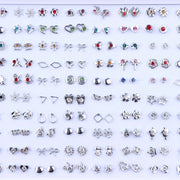 36Pairs/Lot Fashion Colorful Rhinestone Stud Earring Women Girls Animal Fruit Piercing Jewelry Wedding Party Gifts Mixed Style