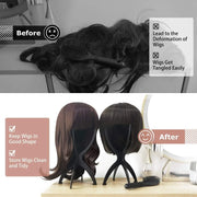 3 PCS Durable Folding Wig Stand for Solid Color Wigs - Stable Hair Clip and Display Tool, Hair Extension Holder