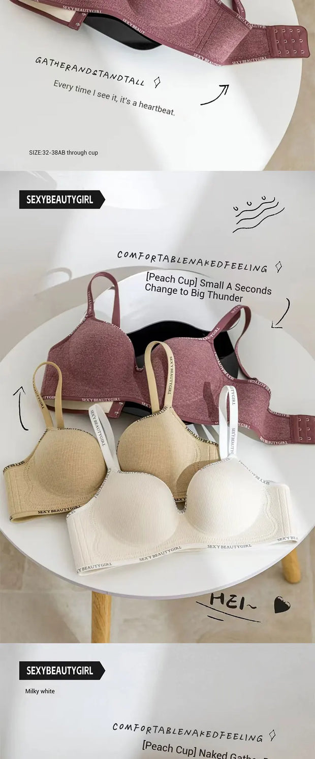 FINETOO Women Underwear Small Chest Sexy Push Up Lingerie Seamless Bra for Women Comfortable Everyday Bra Thick Bralette 32-38AB