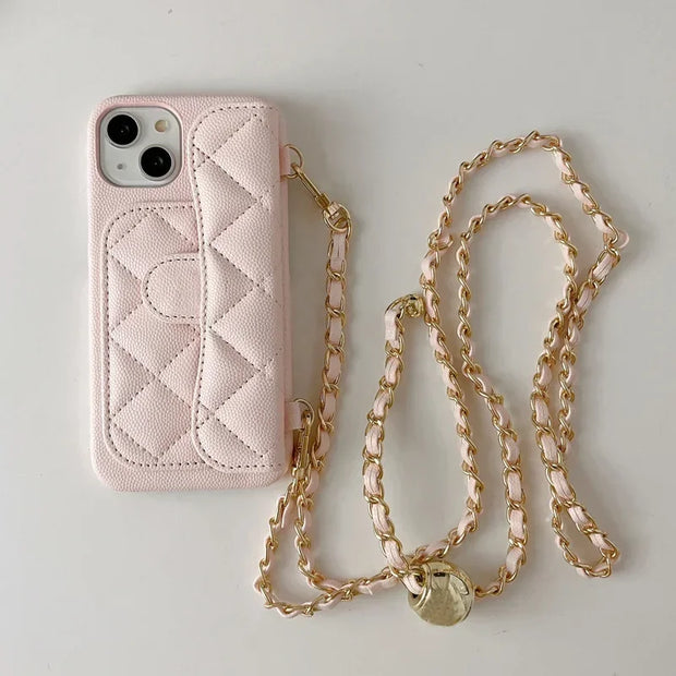 Crossbody Phone Case for IPhone 16 Pro Max 15 14 Plus 13 12 11 Card Holder Wallet Adjust Lanyard Shoulder Strap Leather Cover