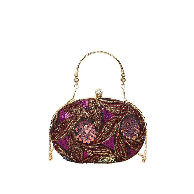 Women Evening Clutch Bag New Chinese Style Sequins Elegant Top-Handle Bag Glitter Handbag Wedding Party Purse