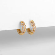 New Gold Plated Huggie Earrings with CZ Zircon Thin Ear Hoops Cartilage Earring for Women Round Minimal Earring Piercing Jewelry