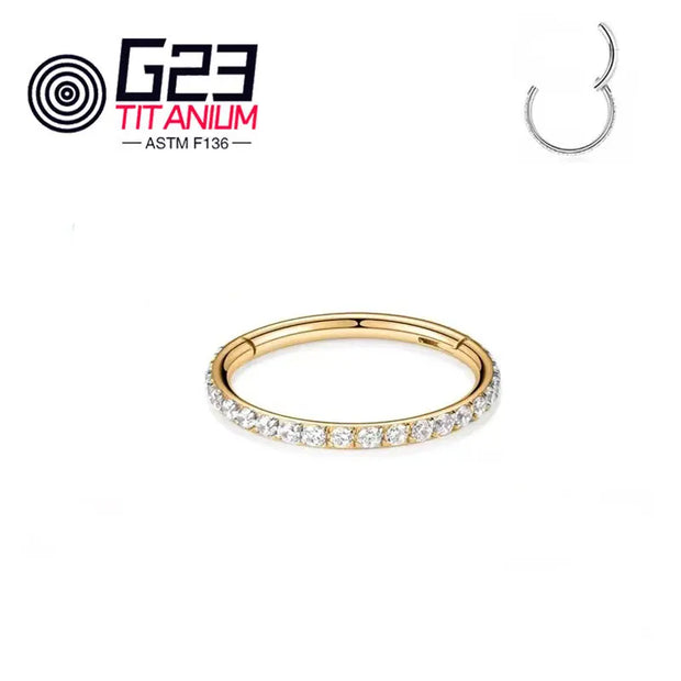 1PC G23 F136 Titanium Women's Round Earrings Nose Ring Hinge Clicker Open Diaphragm Nose Ring Fashion Lady Piercing Jewelry 16G