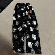 Y2K Christmas Hello Kitty Pajama Pants Anime Flannel Fashion Pants Cute Cartoon Couple Casual Loungewear Women Leisure Trousers