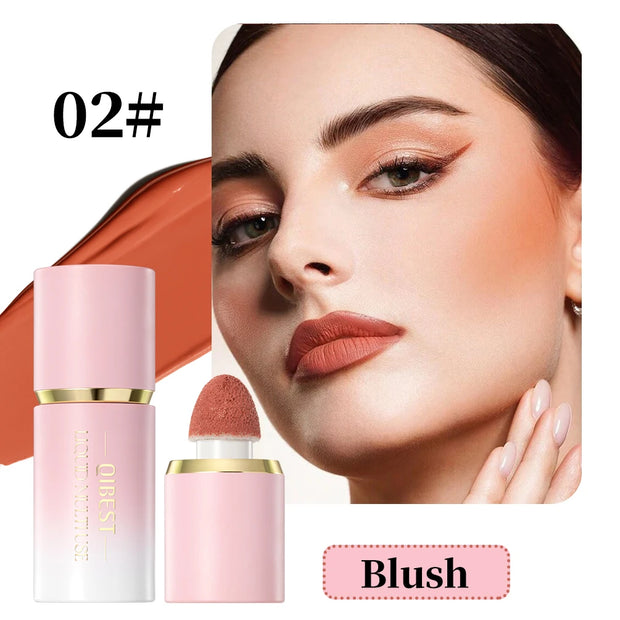 QIBEST Matte Face Liquid Blusher Smooth Cheek Eye Blush Highlighter Multi-Use Stick Rouge Lasting Liquid Contour Bronzer Makeup