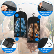 6/12 Pcs Hair Extension Holder Wig Storage PVC Window Dustproof Wig Storage Bags with Hanger Hair Extension Storage Black