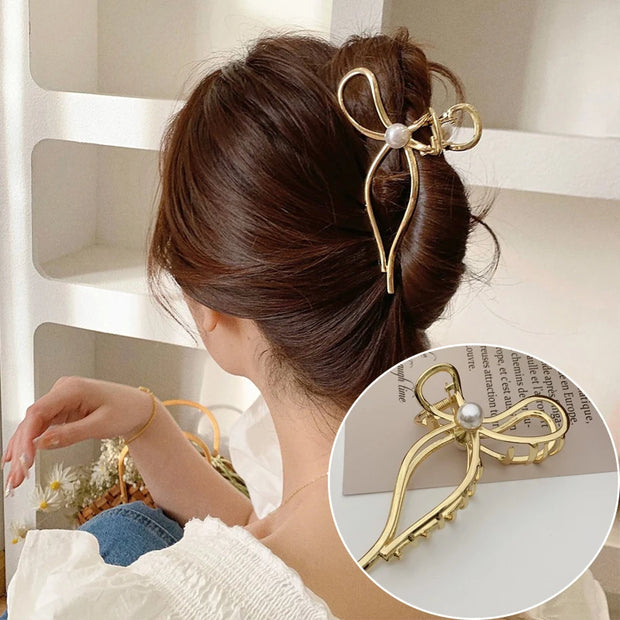 Fashion Elegant Gold Color S-shaped Metal Hairpins Hair Claw For Women Girls Korean Hair Clips Ponytail Clip Hair Accessories