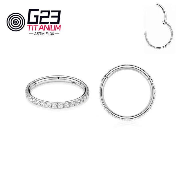 1PC G23 F136 Titanium Women's Round Earrings Nose Ring Hinge Clicker Open Diaphragm Nose Ring Fashion Lady Piercing Jewelry 16G