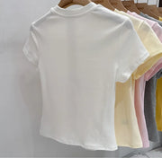 Zjaiss 2025 O-Neck Fashion T-Shirt Summer Sexy Basic Top Solid Short Sleeve Womens Tshirt Casual Korean Tee Streetwear