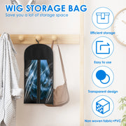 6/12 Pcs Hair Extension Holder Wig Storage PVC Window Dustproof Wig Storage Bags with Hanger Hair Extension Storage Black
